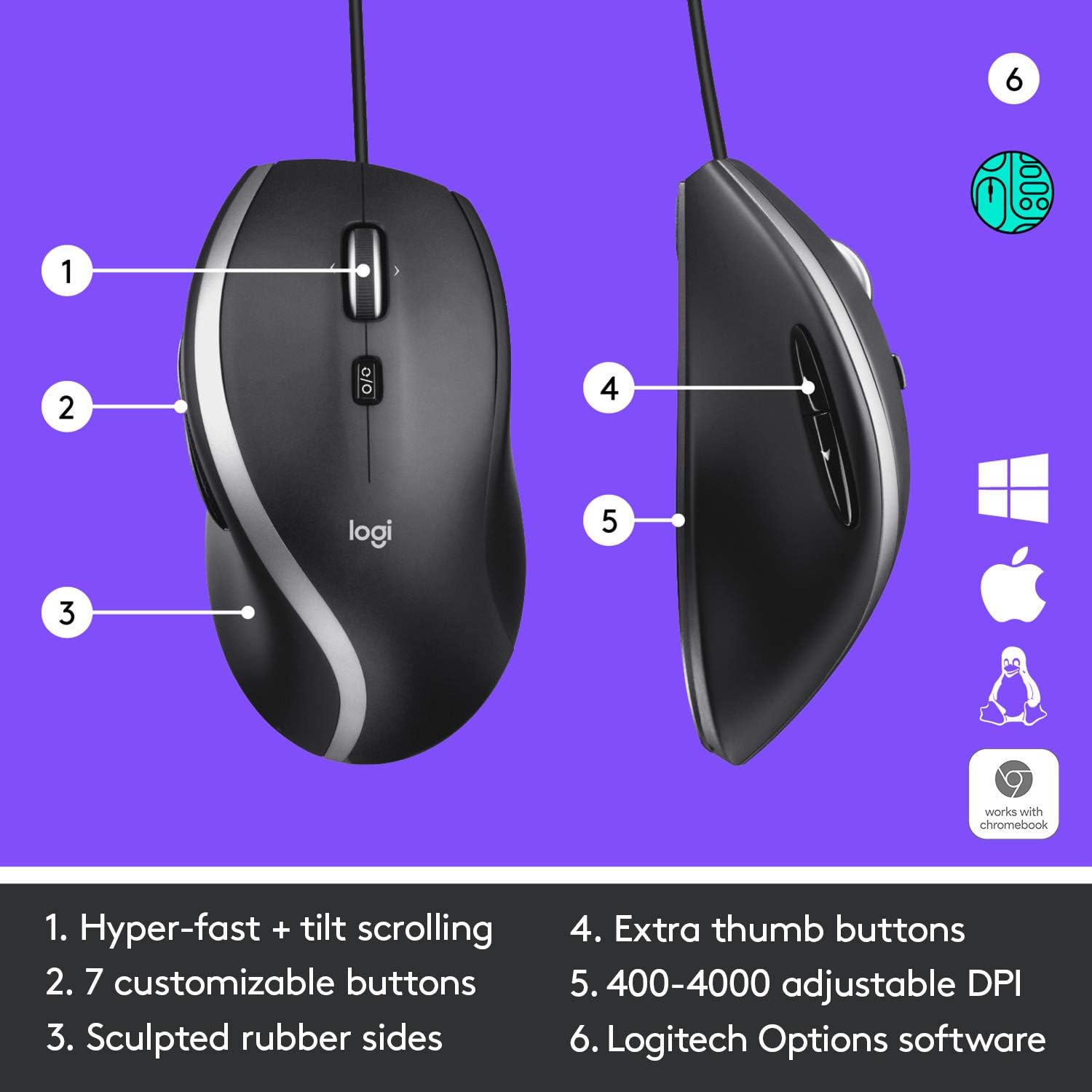 Logitech M500s Advanced Corded 7-Button Mouse