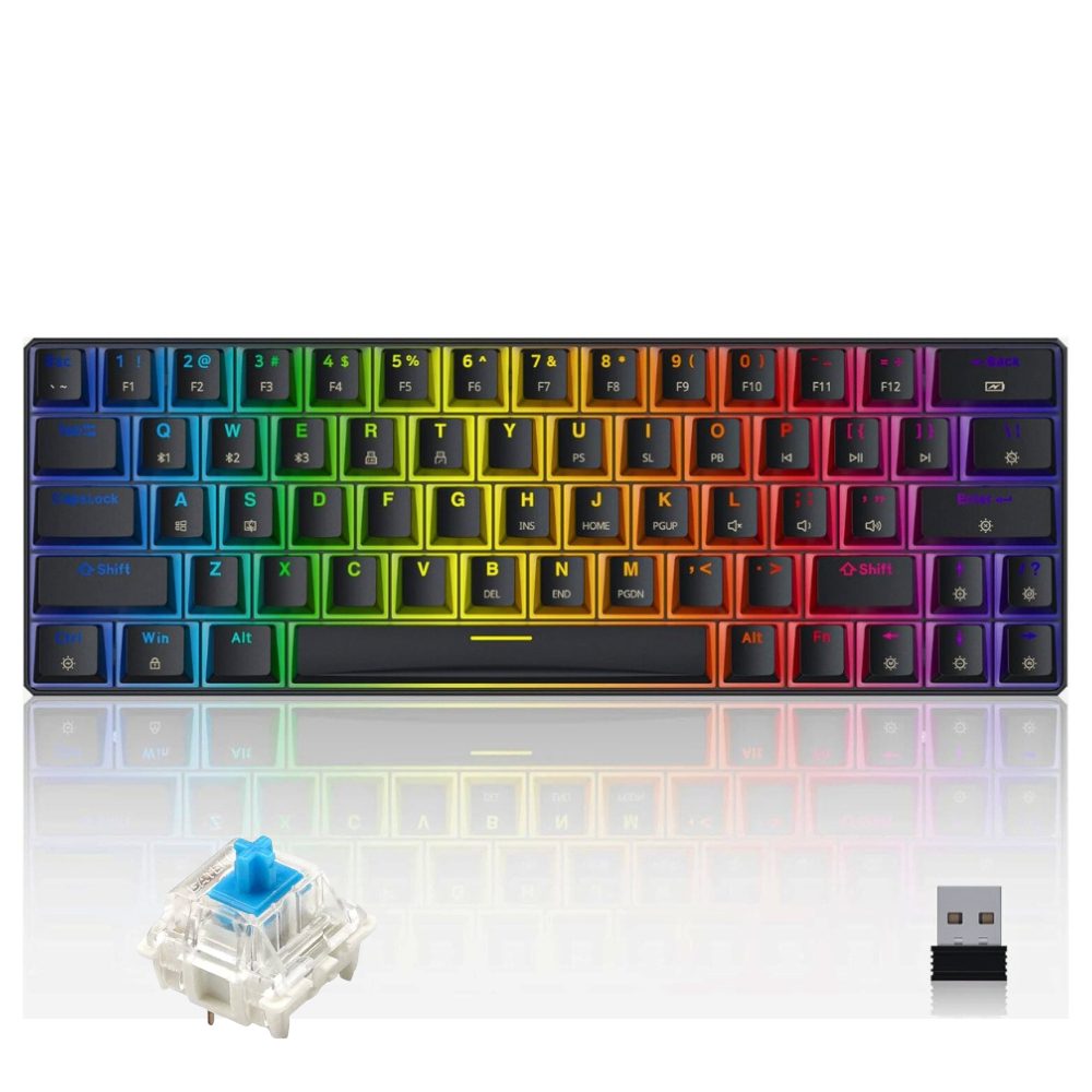 TEZARRE TK-63 Pro RGB WiRELESS MECHANiCAL GAMiNG KEYBOARD Bk