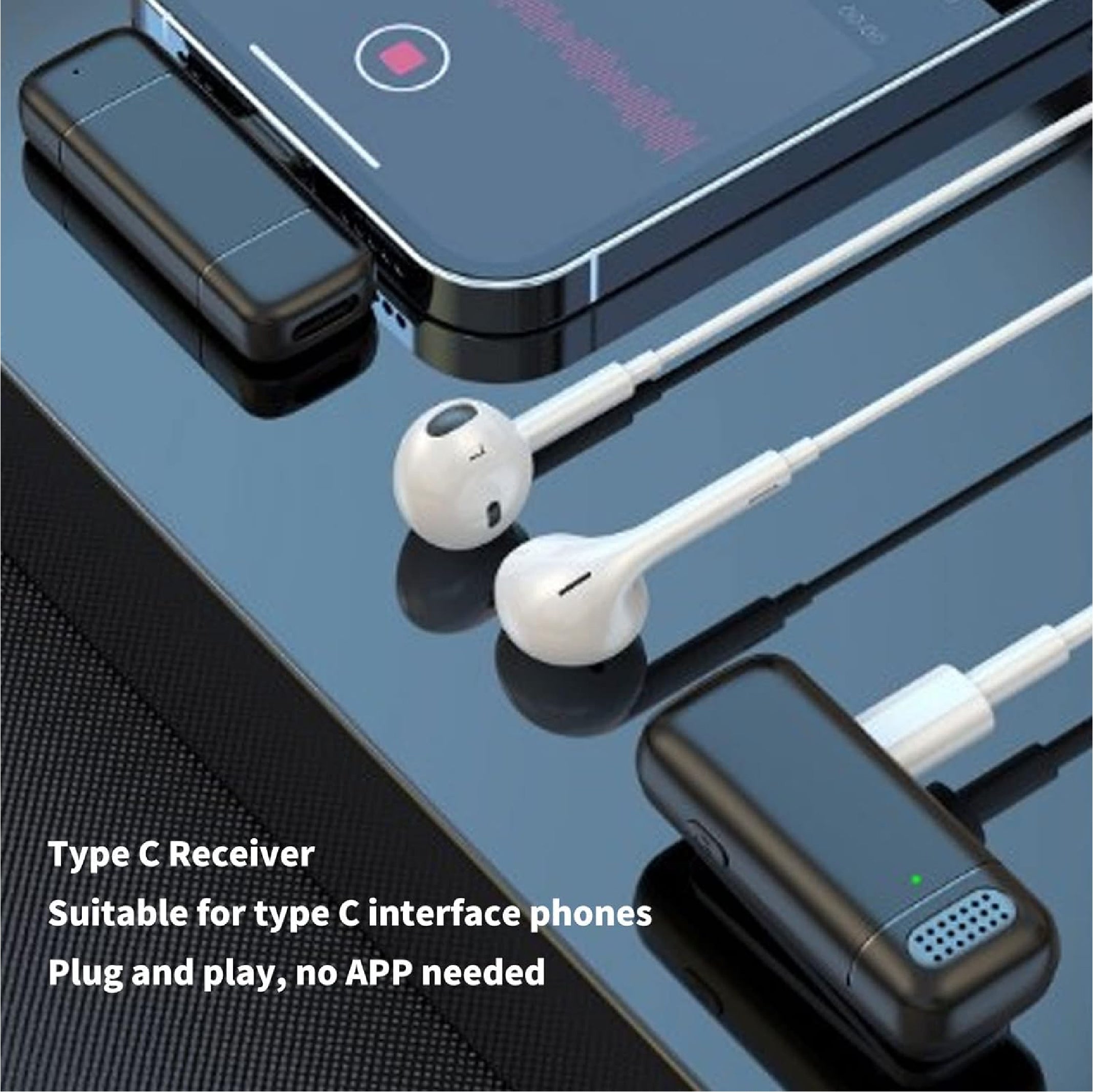 Wireless Hawk Microphone, 2.4G Type C Receiver Mini Lapel Mic with Charging Case