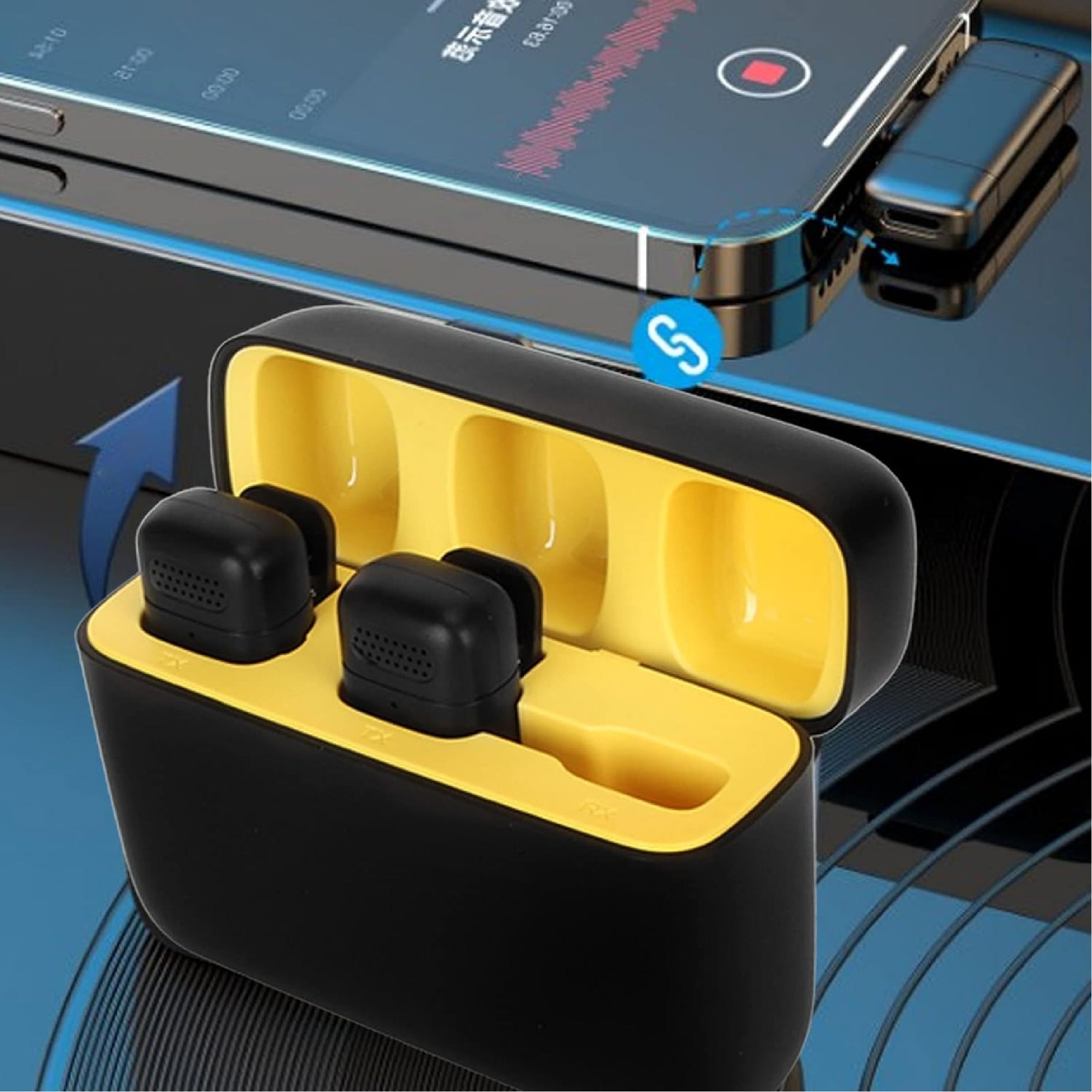 Wireless Hawk Microphone, 2.4G Type C Receiver Mini Lapel Mic with Charging Case
