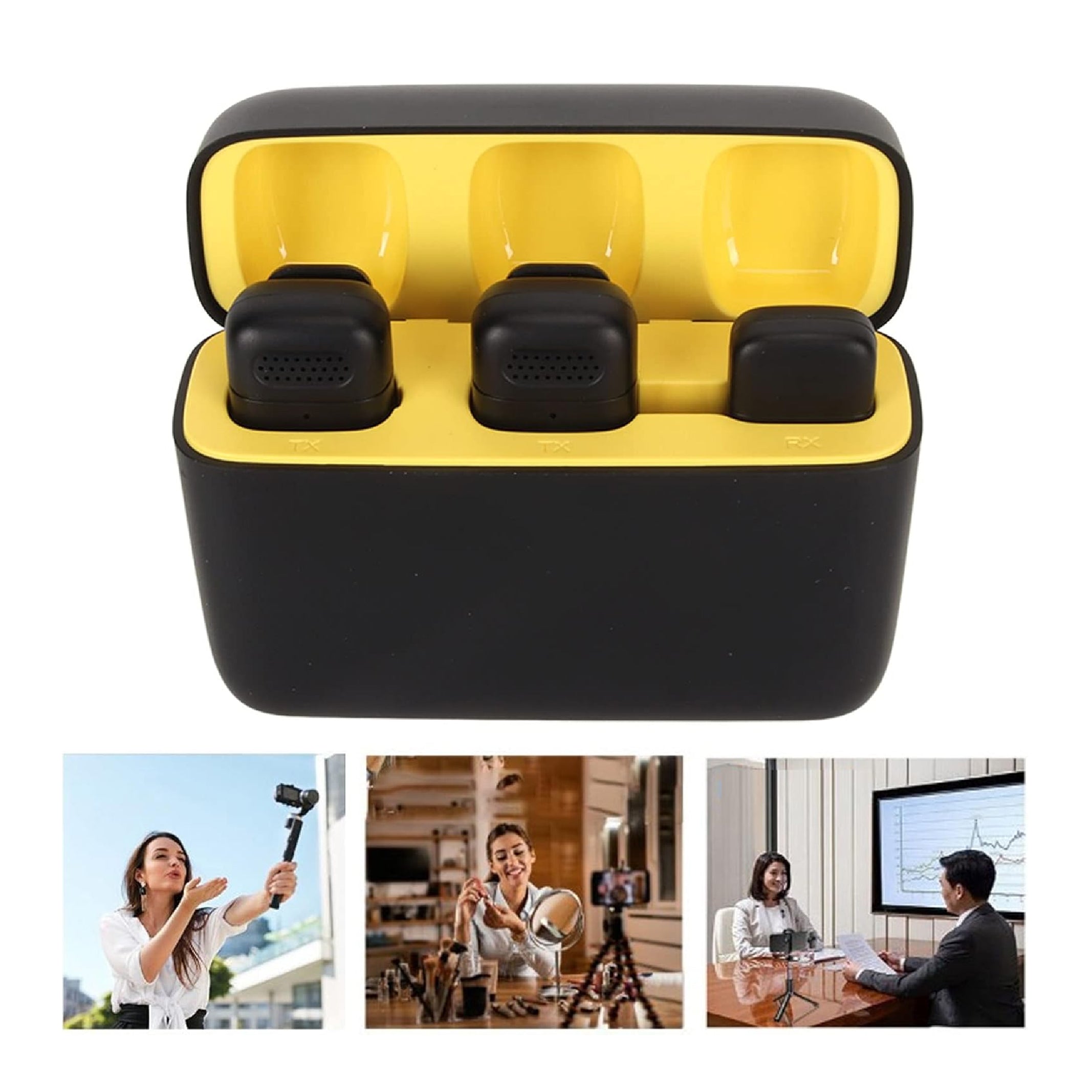 Wireless Hawk Microphone, 2.4G Type C Receiver Mini Lapel Mic with Charging Case